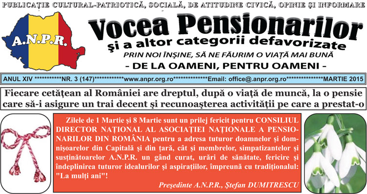 Ziarul Vocea Pensionarilor din luna martie 2015