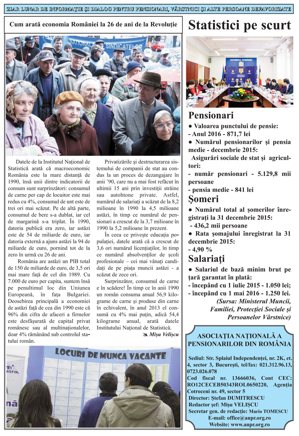 Ziar Vocea Pensionarilor luna februarie 2016