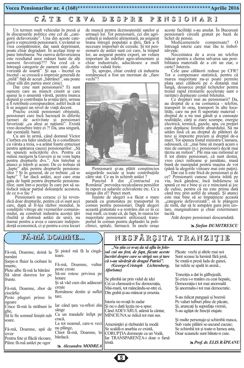 Ziarul Vocea Pensionarilor luna aprilie 2016