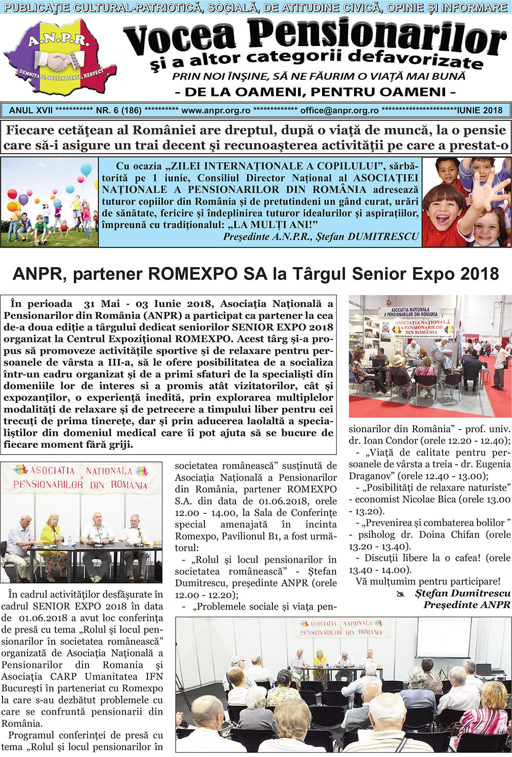 Ziarul Vocea Pensionarilor luna iunie 2018