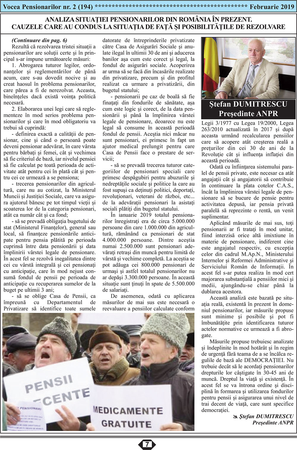Ziarul Vocea Pensionarilor al Asociatiei Nationale a Pensionarilor din Romania luna februarie 2019