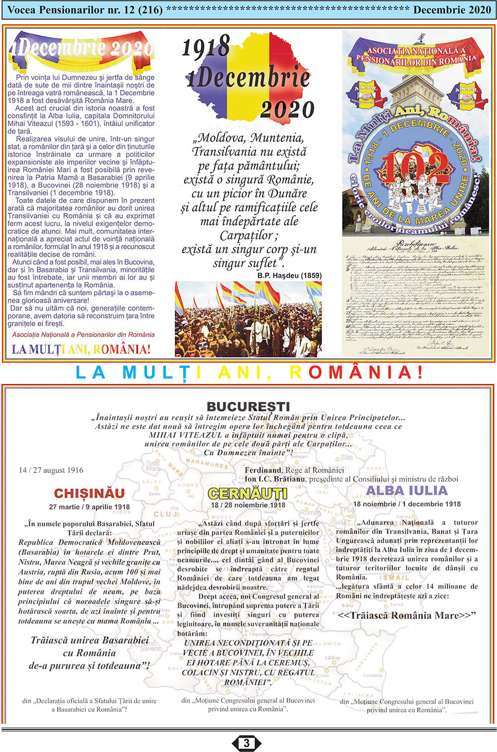 Ziarul Vocea Pensionarilor al Asociatiei Nationale a Pensionarilor din Romania decembrie 2020