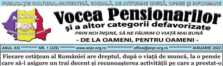 Ziarul Vocea Pensionarilor al Asocianiei Nationale a Pensionarilor din Romania 2022