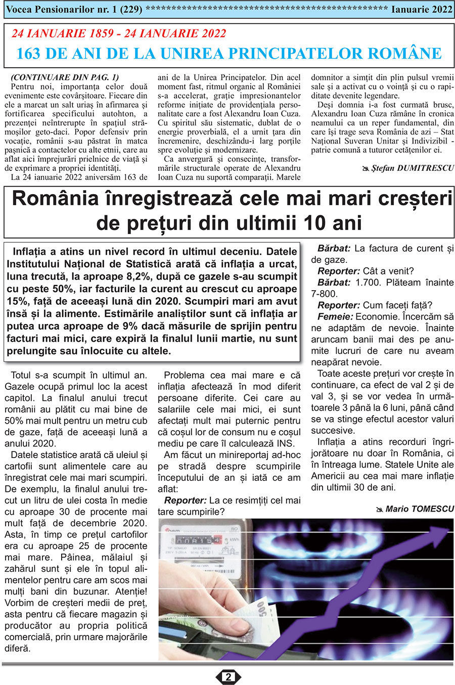 Ziarul Vocea Pensionarilor al Asocianiei Nationale a Pensionarilor din Romania 2022