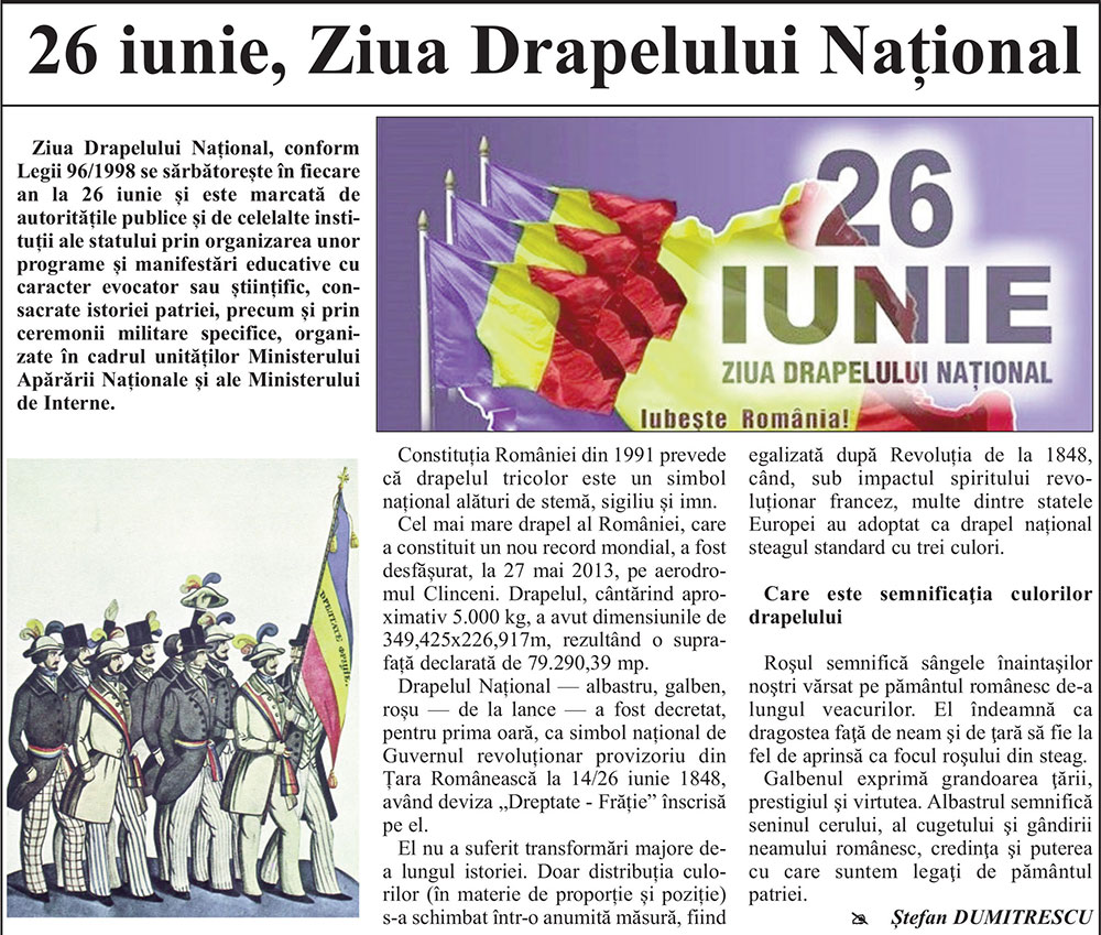 Ziua Tricolorului 26 iunie 2020